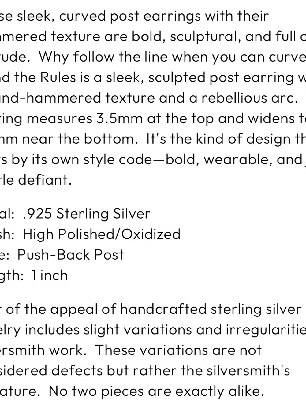 NEW Sterling Silver Hammered Half Hoop Earrings - Picture 3 of 8